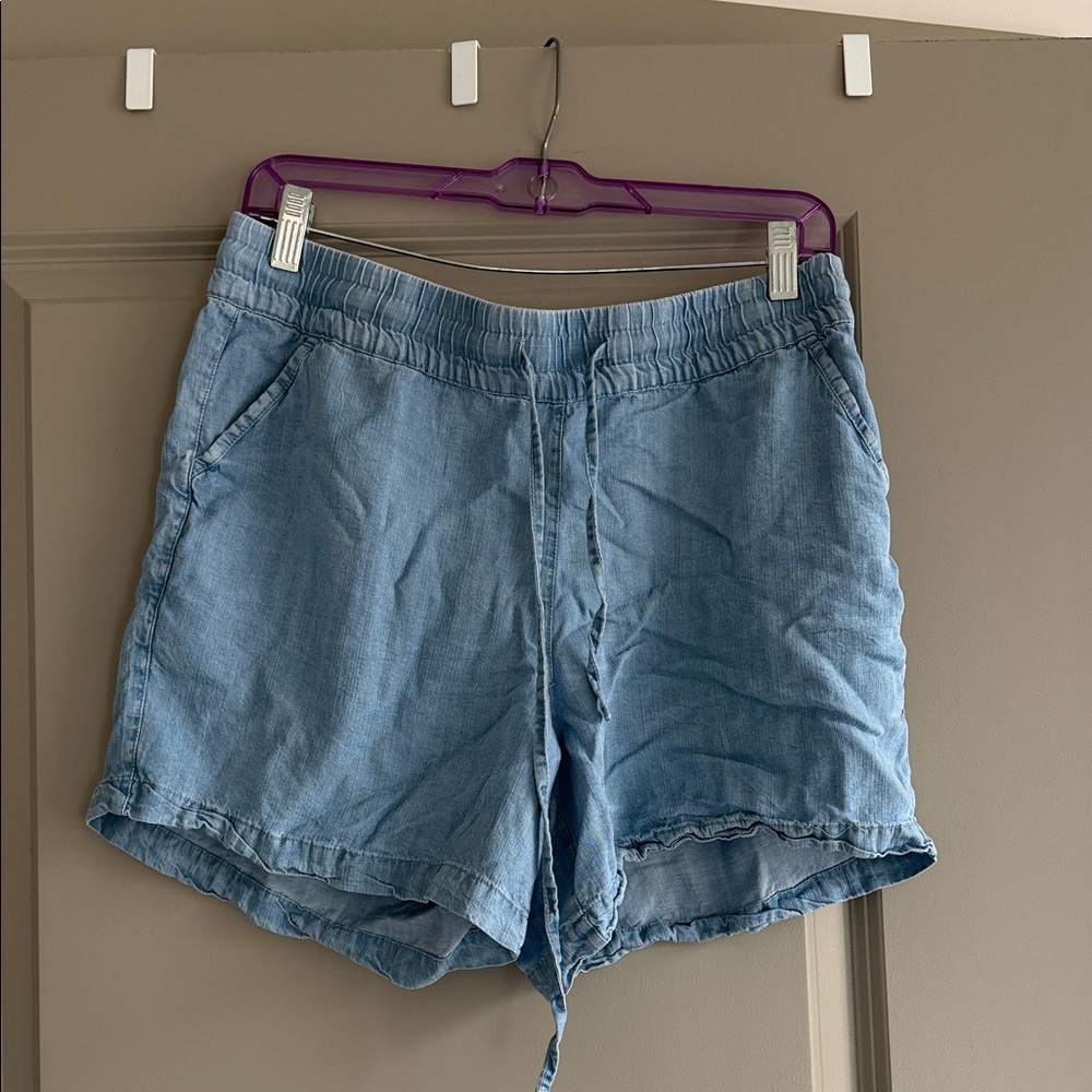 Workshop Republic Clothing Light Blue Denim-Style Drawstring Shorts